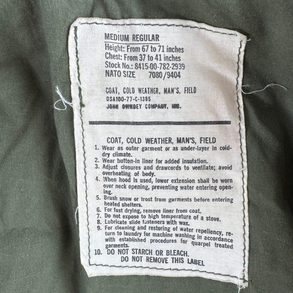 Vintage M-65 Jacket Mens Medium 70s Coat Cold WEather Field 1977 - Picture 16 of 16